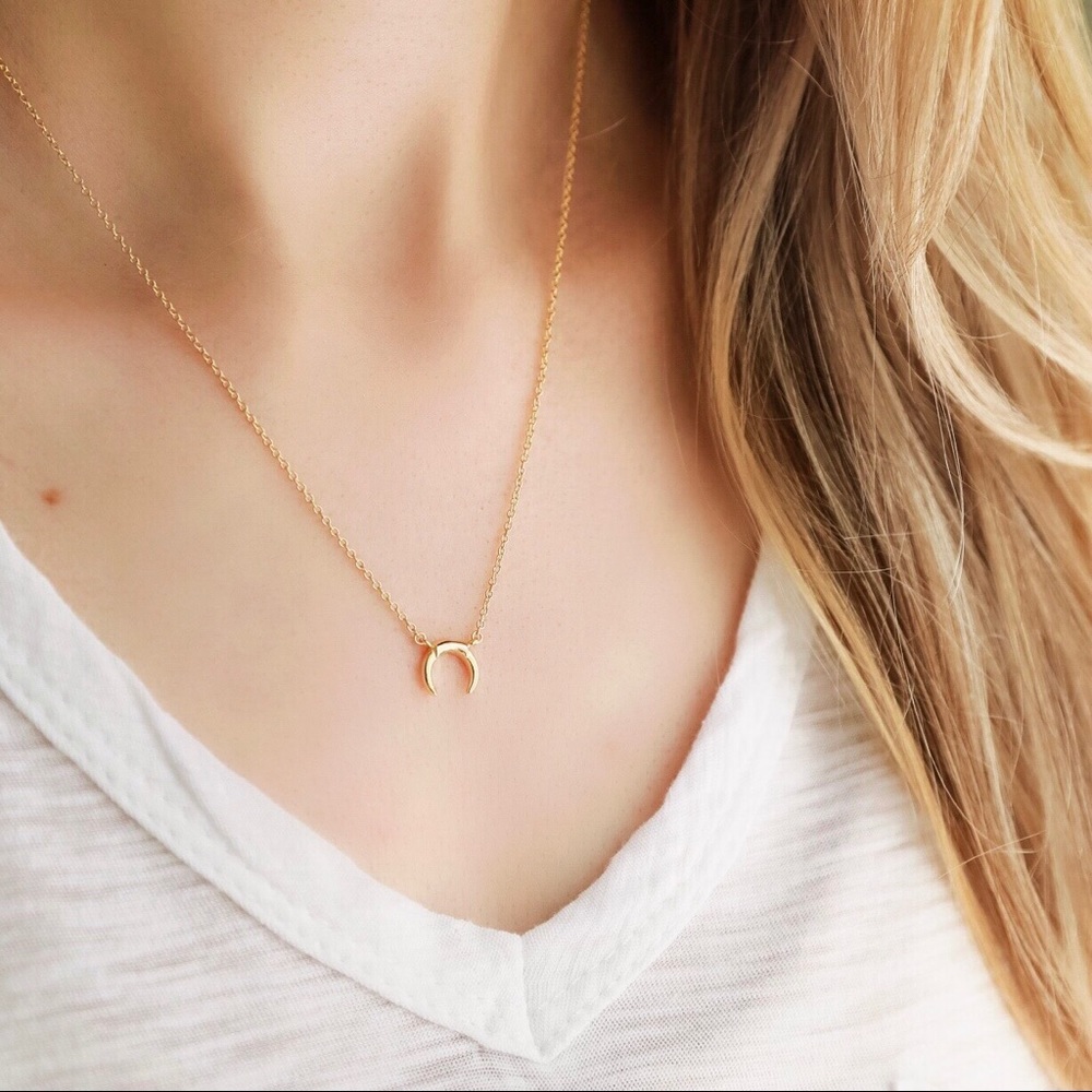 Crescent Moon Necklace | 14k Gold Plated - Picture 2 of 6